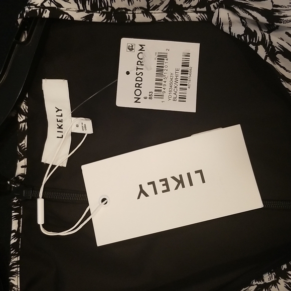 💕LIKELY💕 Saylor Dress ~ Black & White Abstract Floral Print 6 NWT - Picture 14 of 16